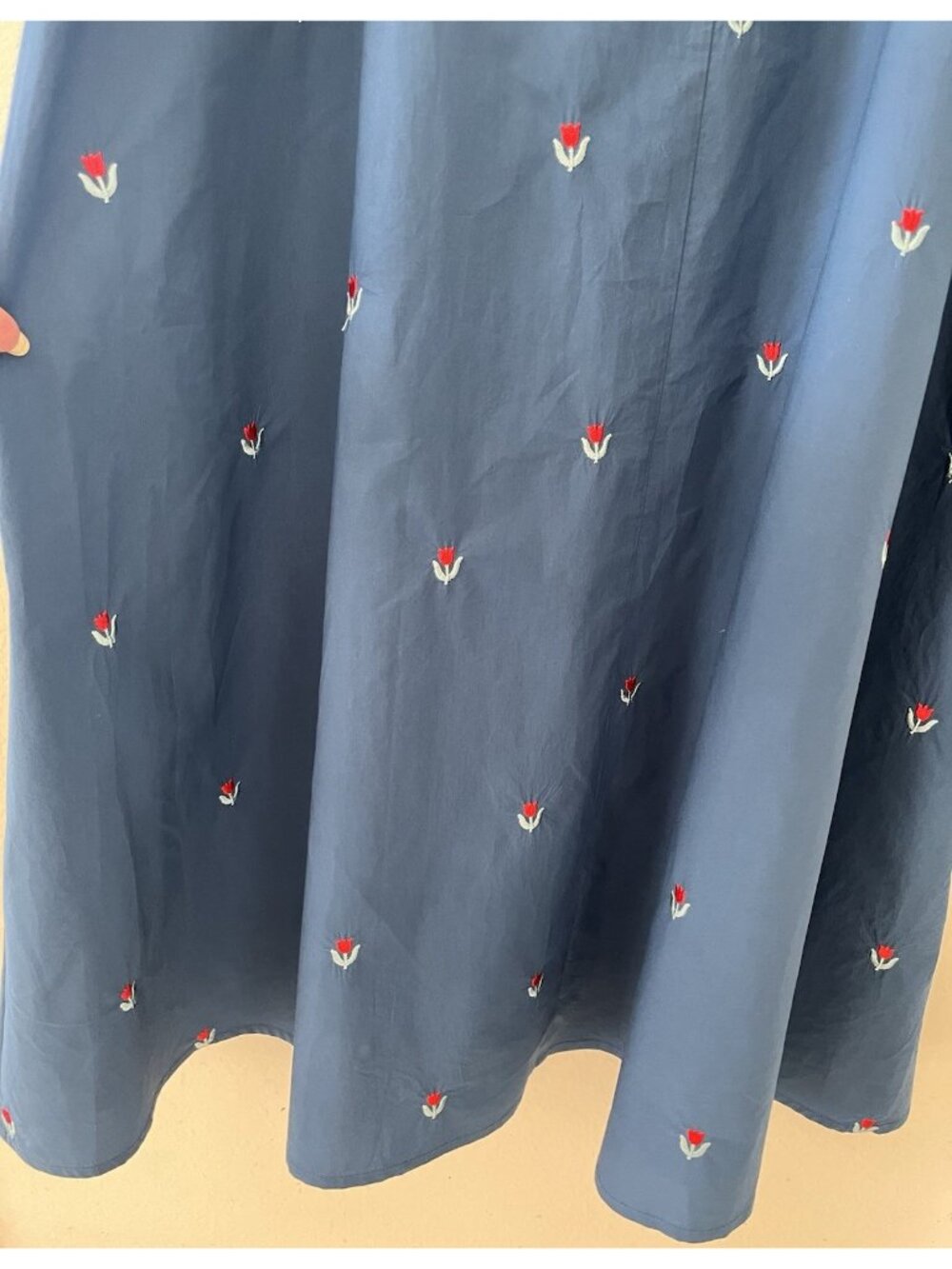 KUOSE Blue Embroidered Floral Sundress S Adjustable Straps Lined Cottagecore - Picture 8 of 14